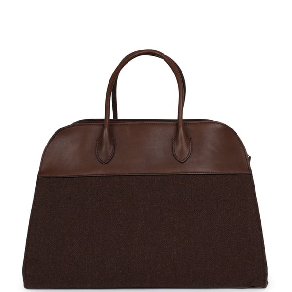 The Row The Row Soft Margaux 15 Bag Brown Saddle, Deep Brown Heavy Felt Silver Hardware