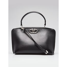 Valentino Valentino Black Leather Vlogo 2Gether Top Handle Bag