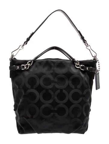 Canvas Op Art Signature Brooke Convertible Hobo Bag Large