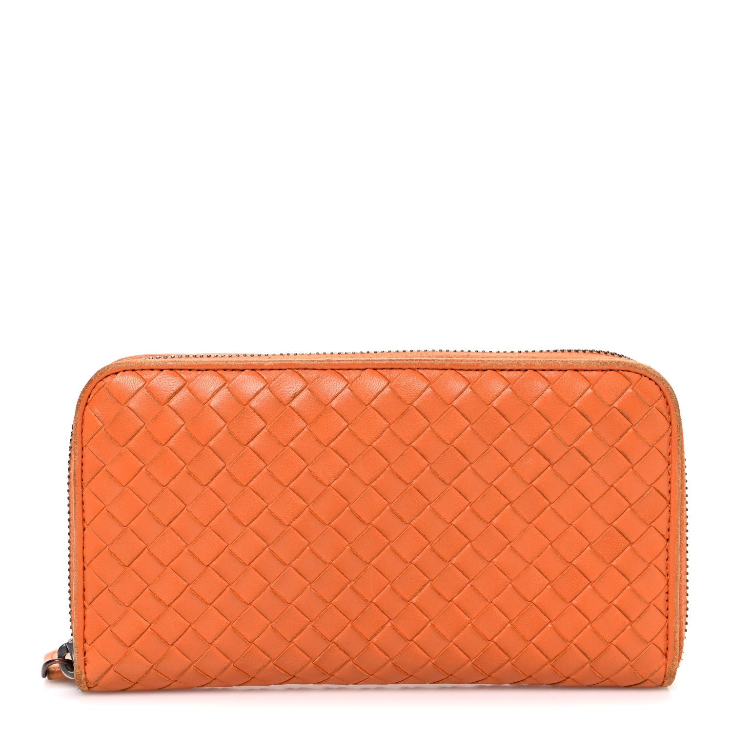 Bottega Veneta Nappa Intrecciato Zip Around Wallet Orange