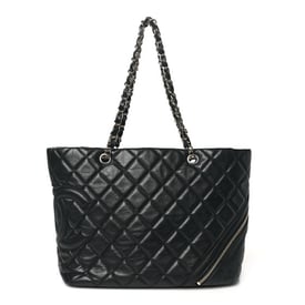 Chanel Aged Calfskin Quilted Large Cotton Club Tote Black