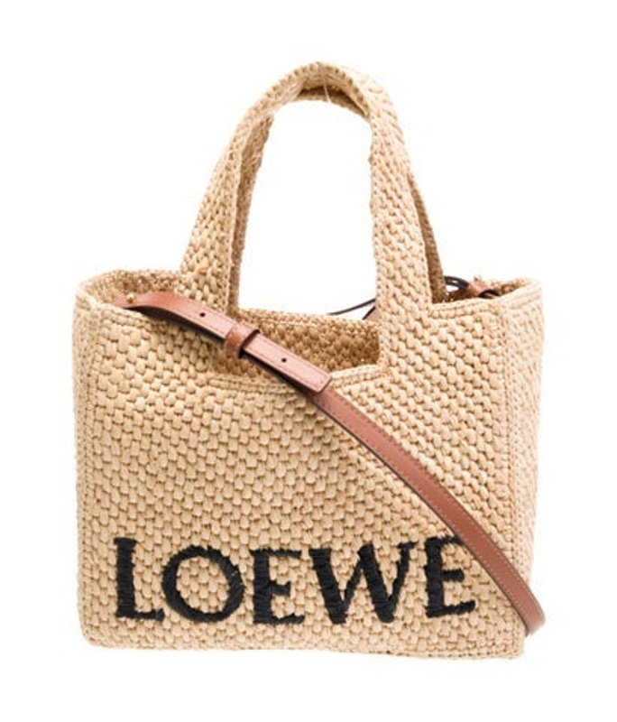 Loewe Raffia Pre Owned 2010 2025 Raffia Font Tote Satchel Mini