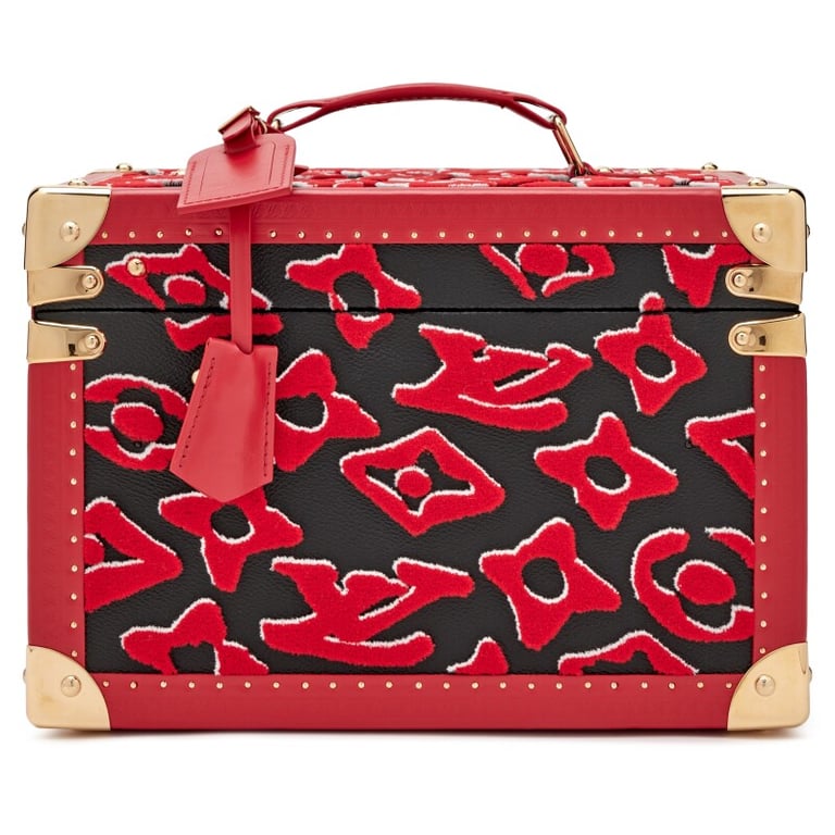 Louis Vuitton Red, White, and Black Tufted Monogram Canvas Limited Edition Boite Flacons Beauty Train Trunk Case Gold Hardware, 2020