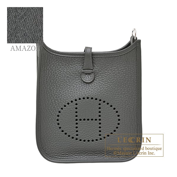 Hermes Evelyne Amazon bag 16/TPM Vert mangrove Clemence leather Silver hardware Bandouliere 111cm