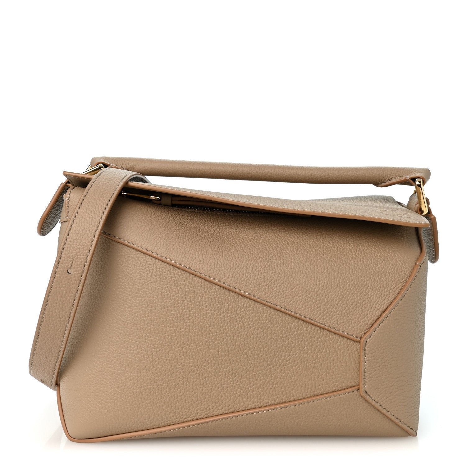 Grained Calfskin Small Puzzle Edge Bag  Sand