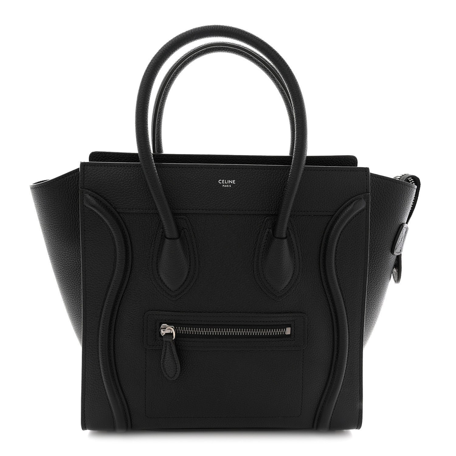 Celine Drummed Calfskin Micro Luggage Black