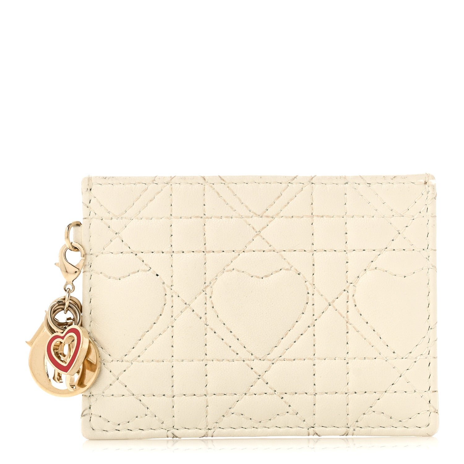 Christian Dior Lambskin Cannage DiorAmour Lady Dior Card Holder White