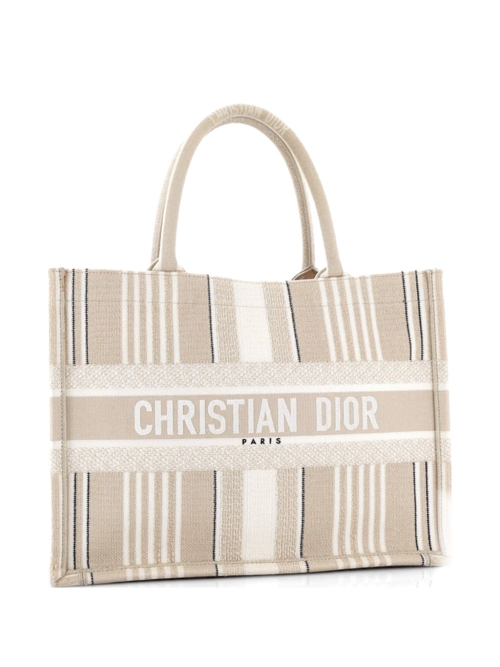 Book Bayadere Stripe Embroidered Canvas Medium tote bag