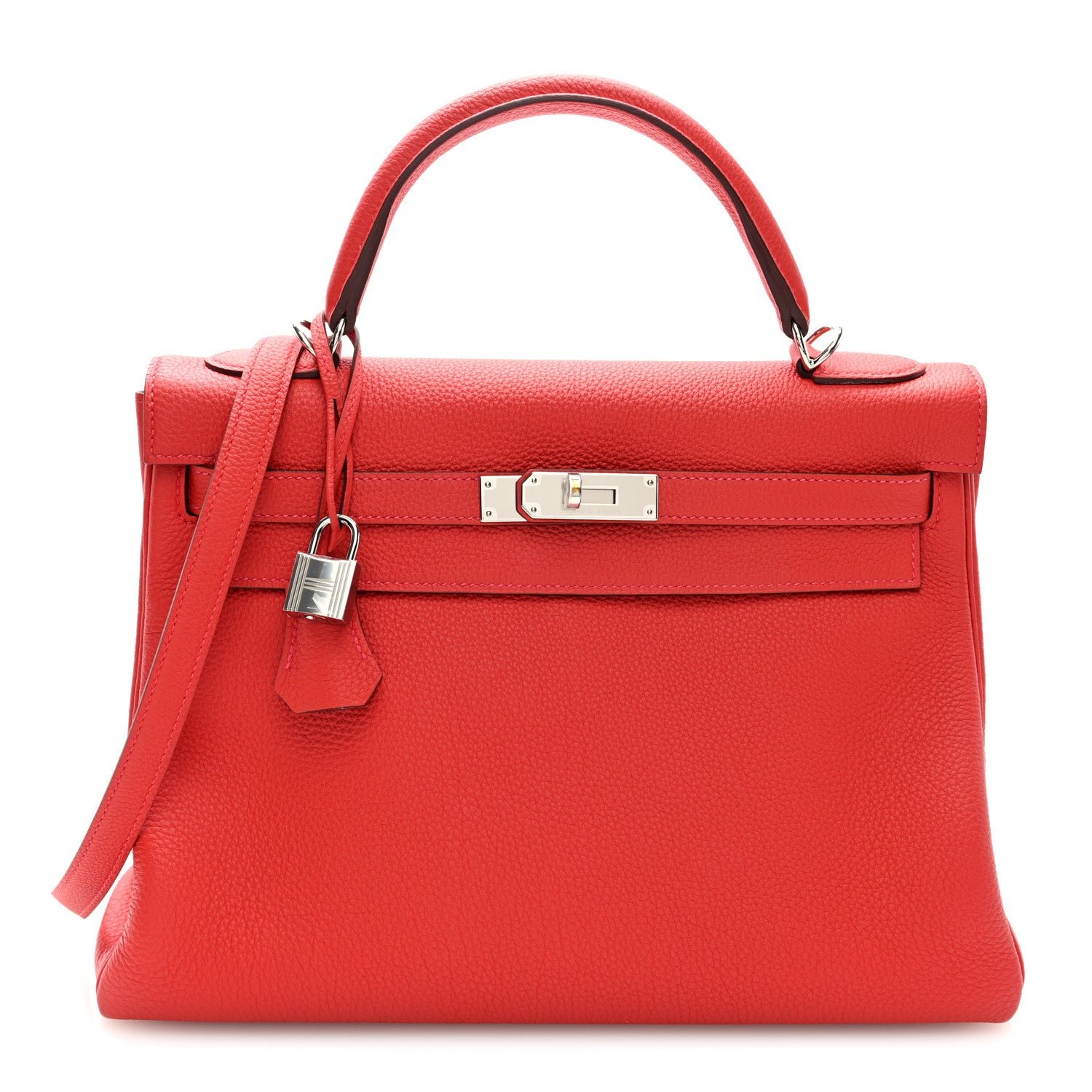 Hermes Taurillon Clemence Kelly Retourne 32 Rouge Tomate