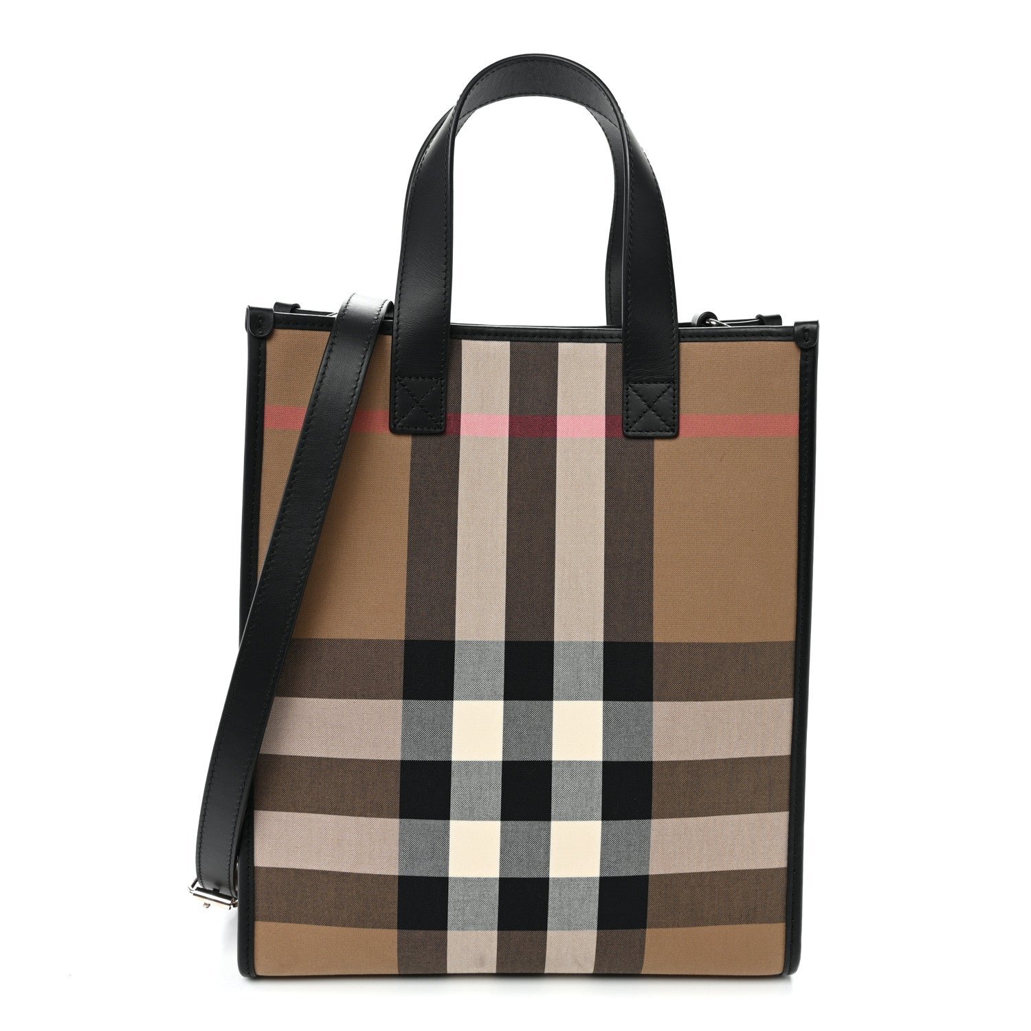 Burberry Calfskin House Check Small N/S Tote Black