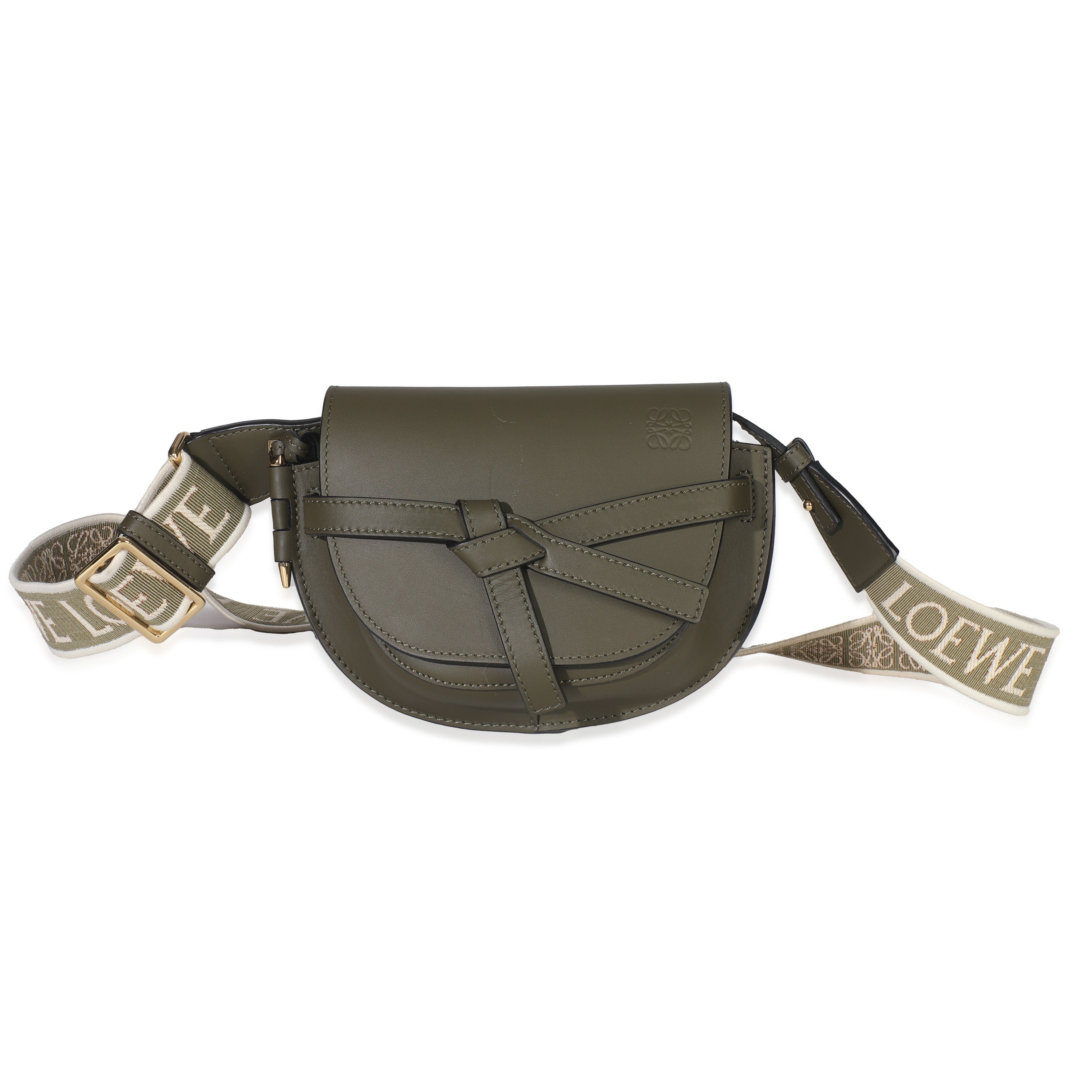 Loewe Khaki Calfskin Mini Gate Dual Bag