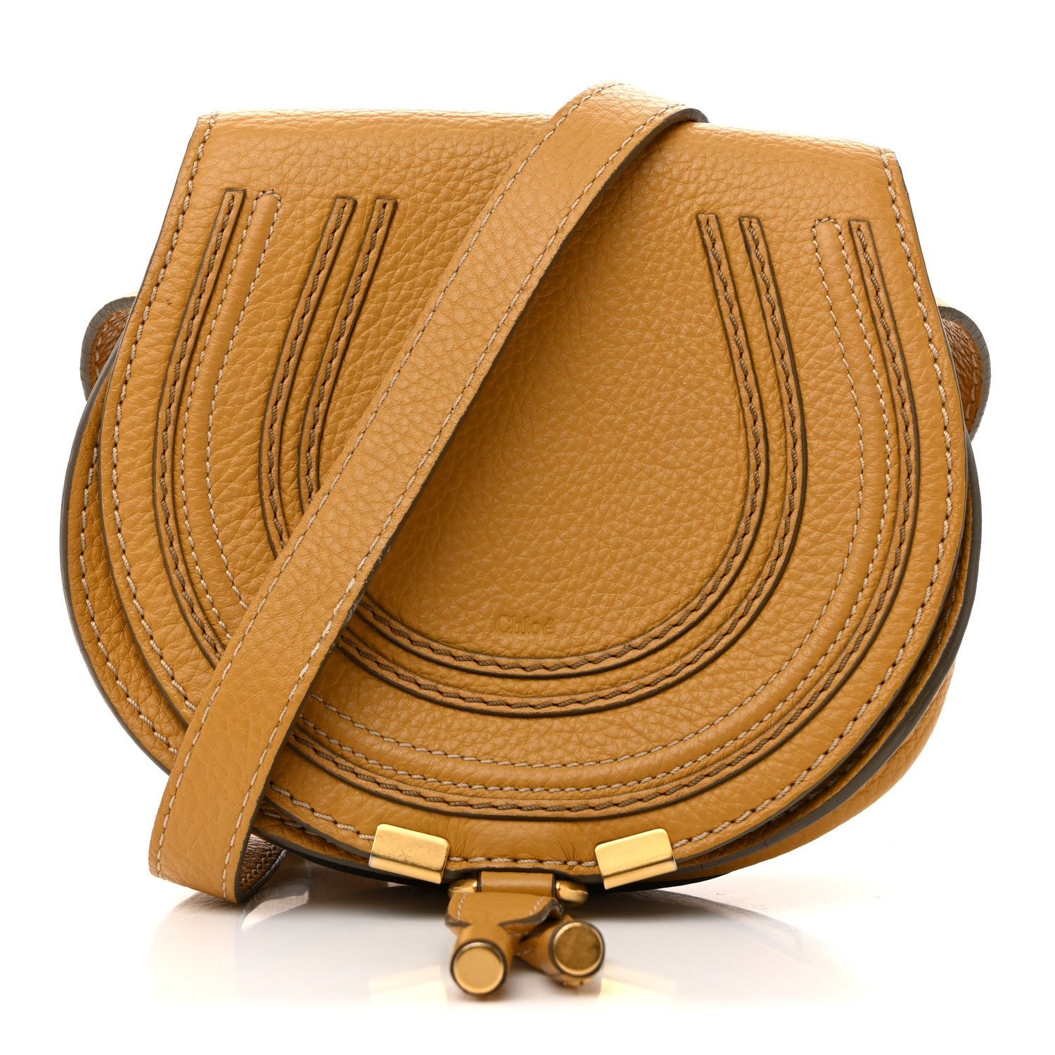 Chloe Chloe Calfskin Mini Marcie Round Crossbody Bag Dusty Yellow