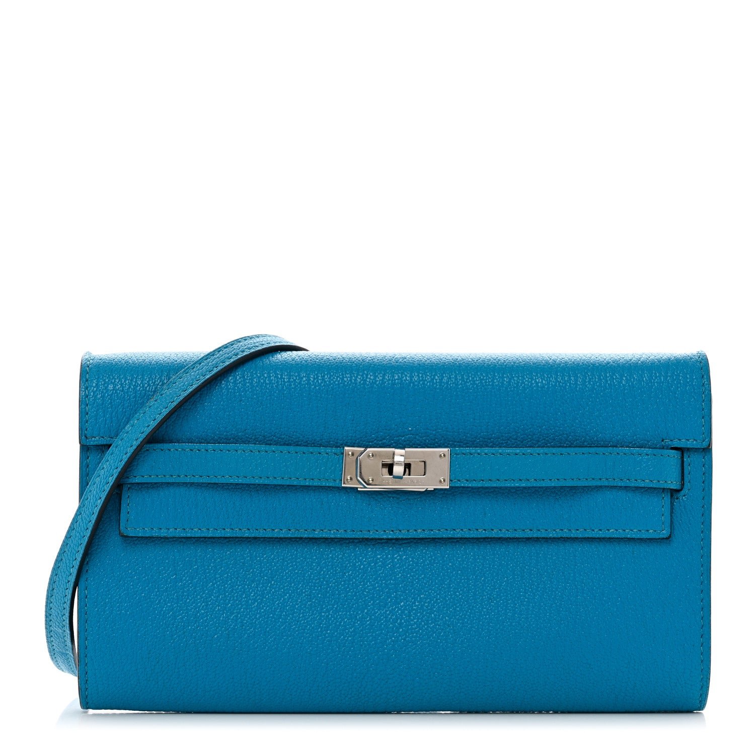 Hermes Chevre Mysore Kelly Wallet To Go Bleu Frida