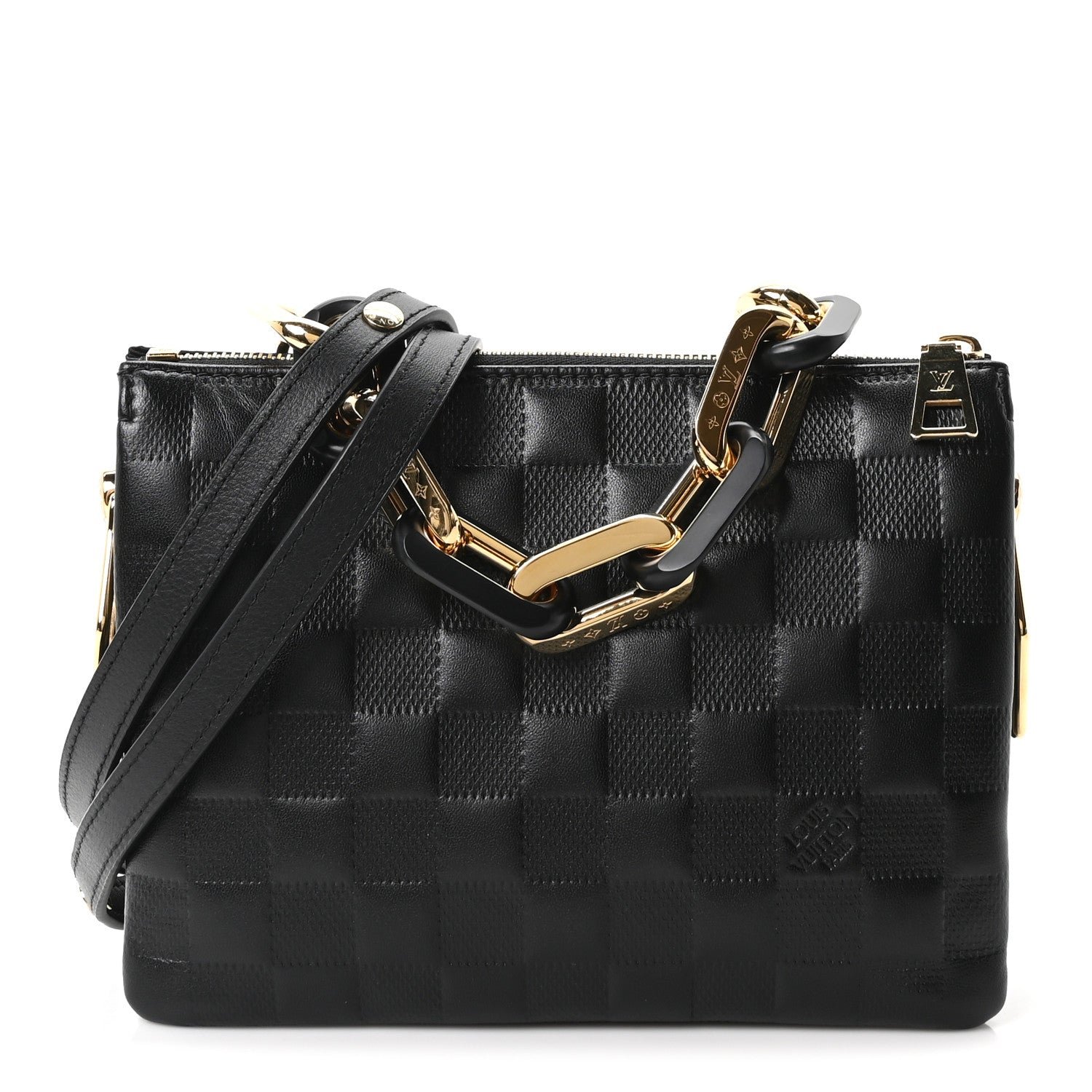 Louis Vuitton Satin Sequin Embroidered Damier Coussin BB Black