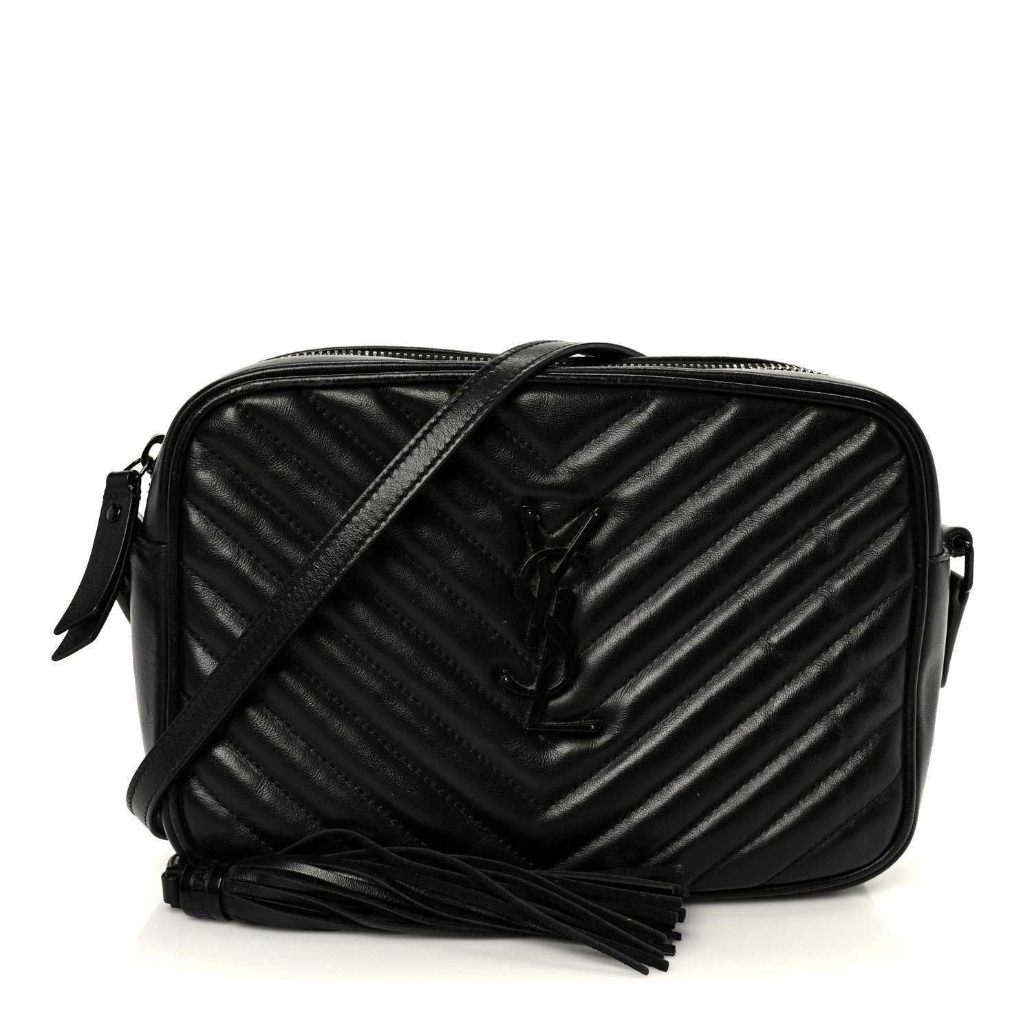 Saint Laurent Calfskin Matelasse Monogram Monochrome Lou Camera Bag Black