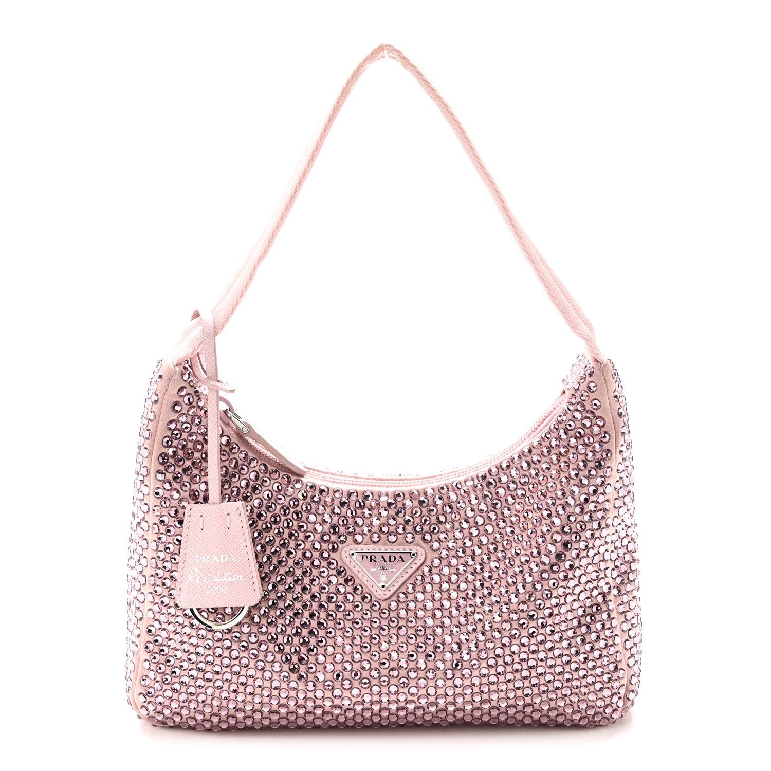 Prada Satin Crystal Mini Re-Edition 2000 Bag Alabastro