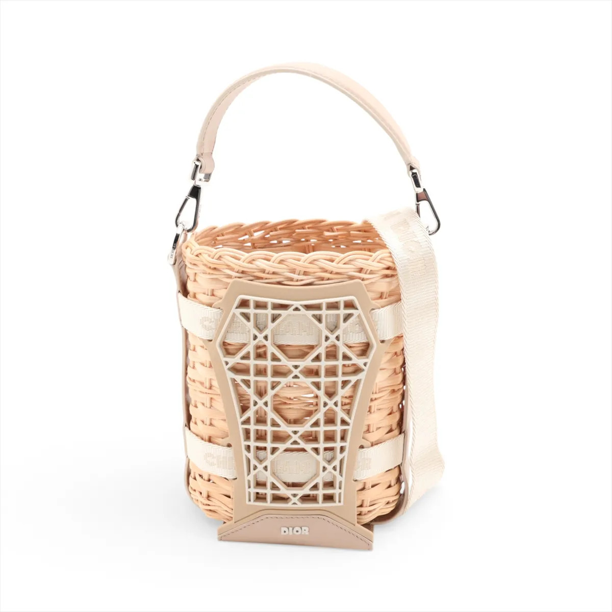 Dior Sahara basket bag Rattan x leather 2 Way Handbag Beige
