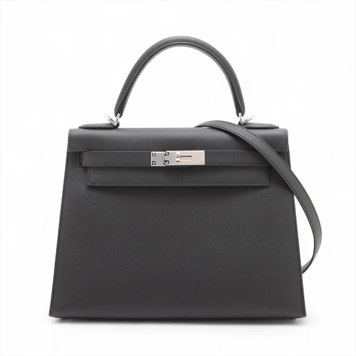 Hermès Kelly 28 Serie Veau Epsom Black Silver Metal Fittings