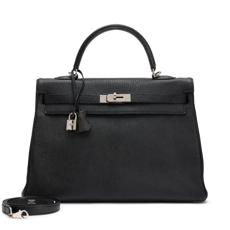Hermes Black Chèvre  De Coromandel Retourne Kelly 35 Palladium Hardware, 2005