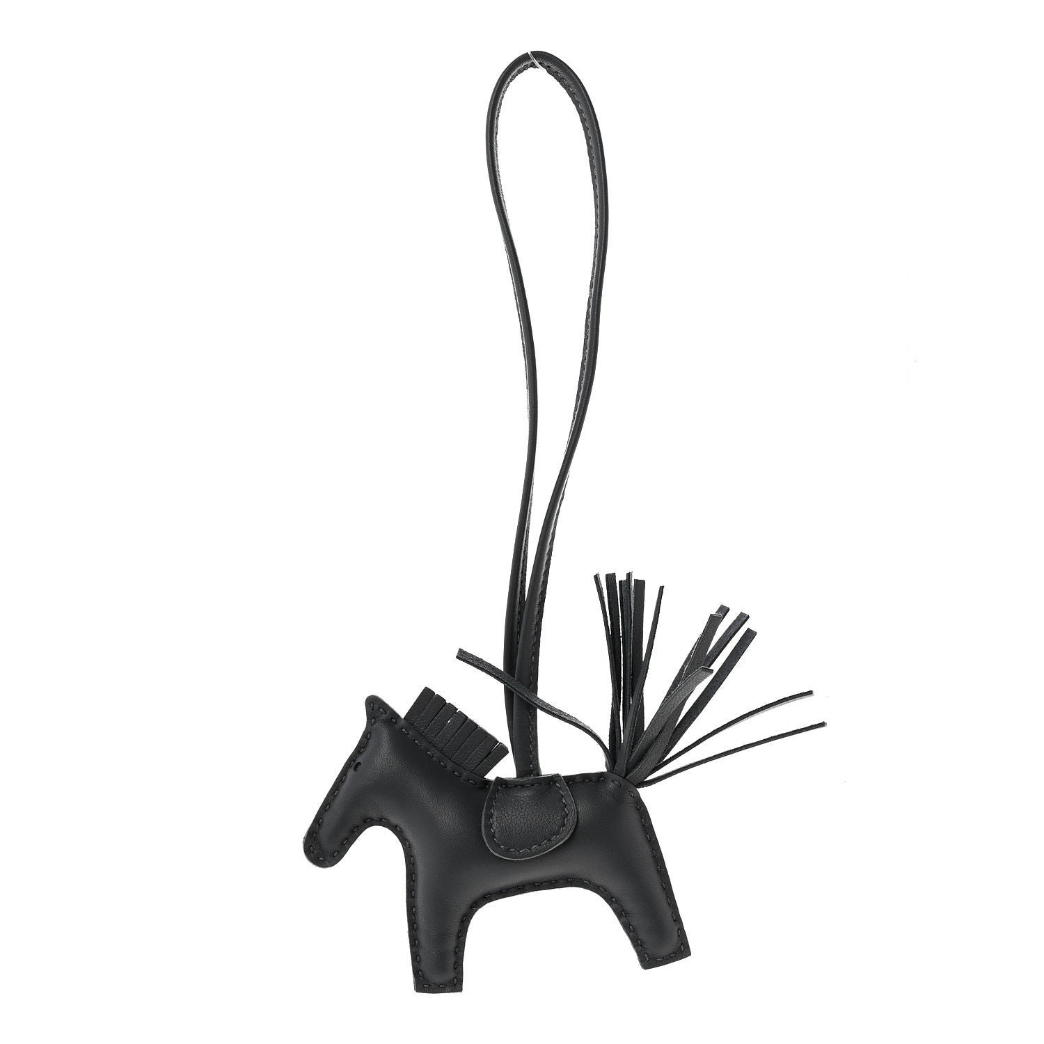 Hermes Milo Lambskin Grigri Rodeo Horse Bag Charm PM Ardoise