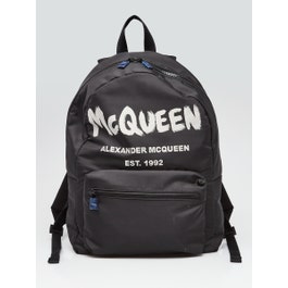 Alexander McQueen Alexander McQueen Black Nylon Graffiti Metropolitan Backpack Bag