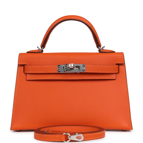 Hermes Kelly Sellier 20 Tangerine Epsom Palladium Hardware