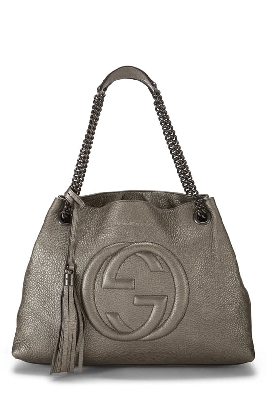Silver Leather Soho Chain Tote