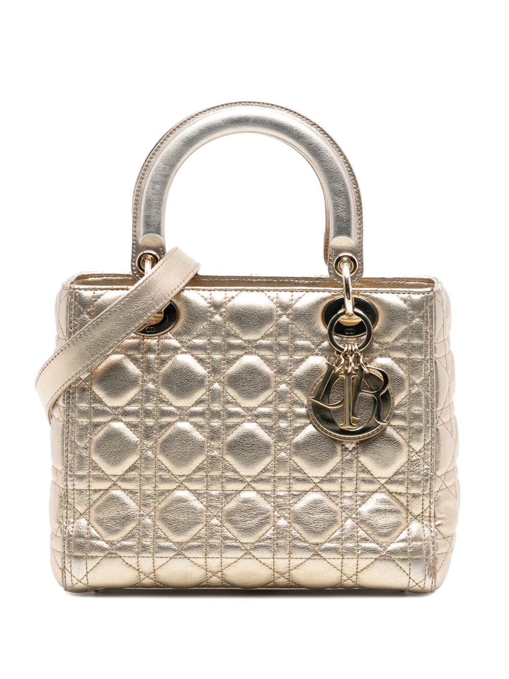 2018 Medium Metallic Lambskin Cannage Lady Dior satchel