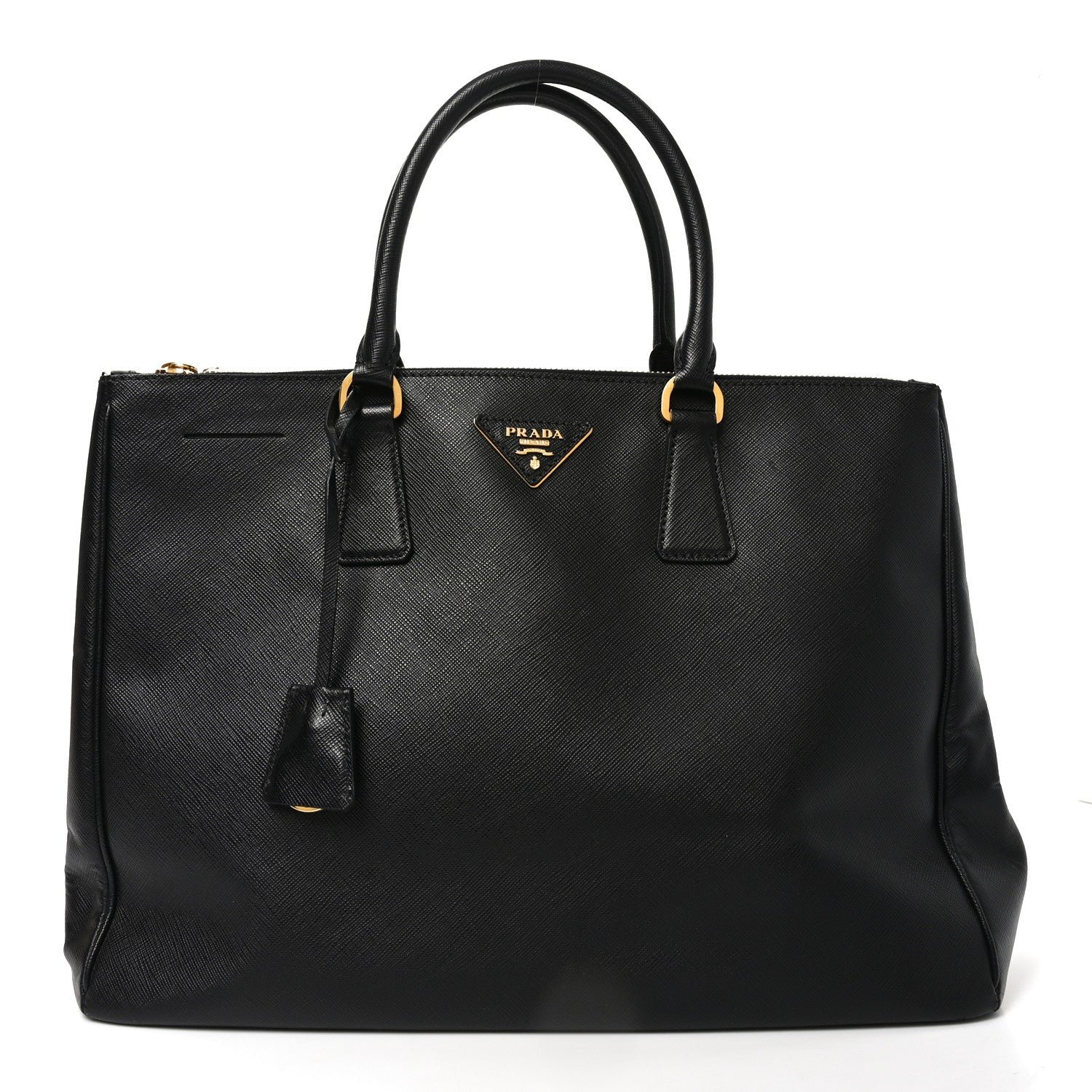 Saffiano Lux Large Galleria Double Zip Tote Black