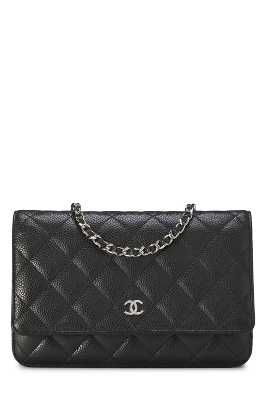 Black Caviar Classic Quilted Wallet On Chain (WOC)