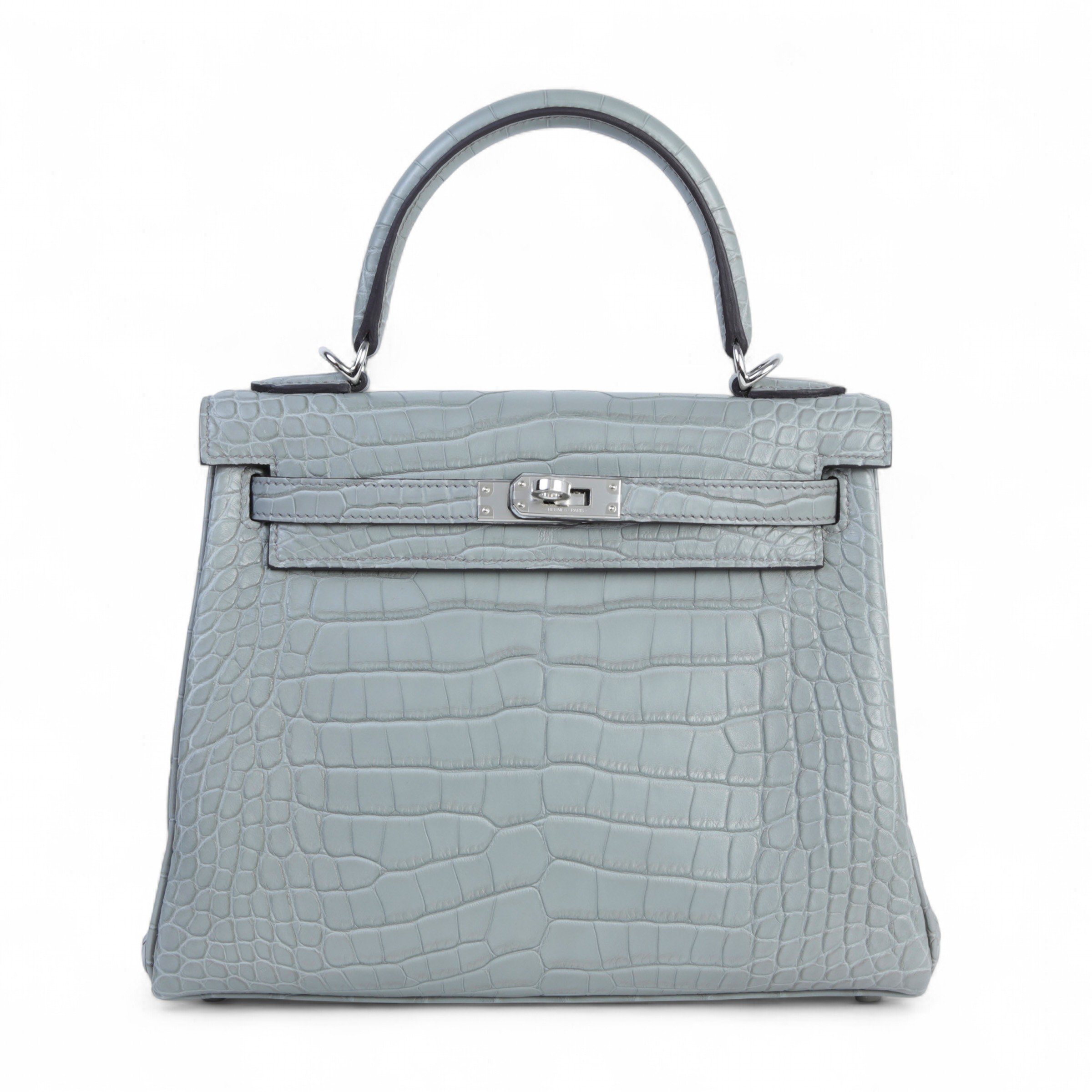 Hermes Brand New ( Rank N ) HERMÈS Kelly 25 Gris Ciment (0V) Matte Alligator Palladium hardware K (2025)
