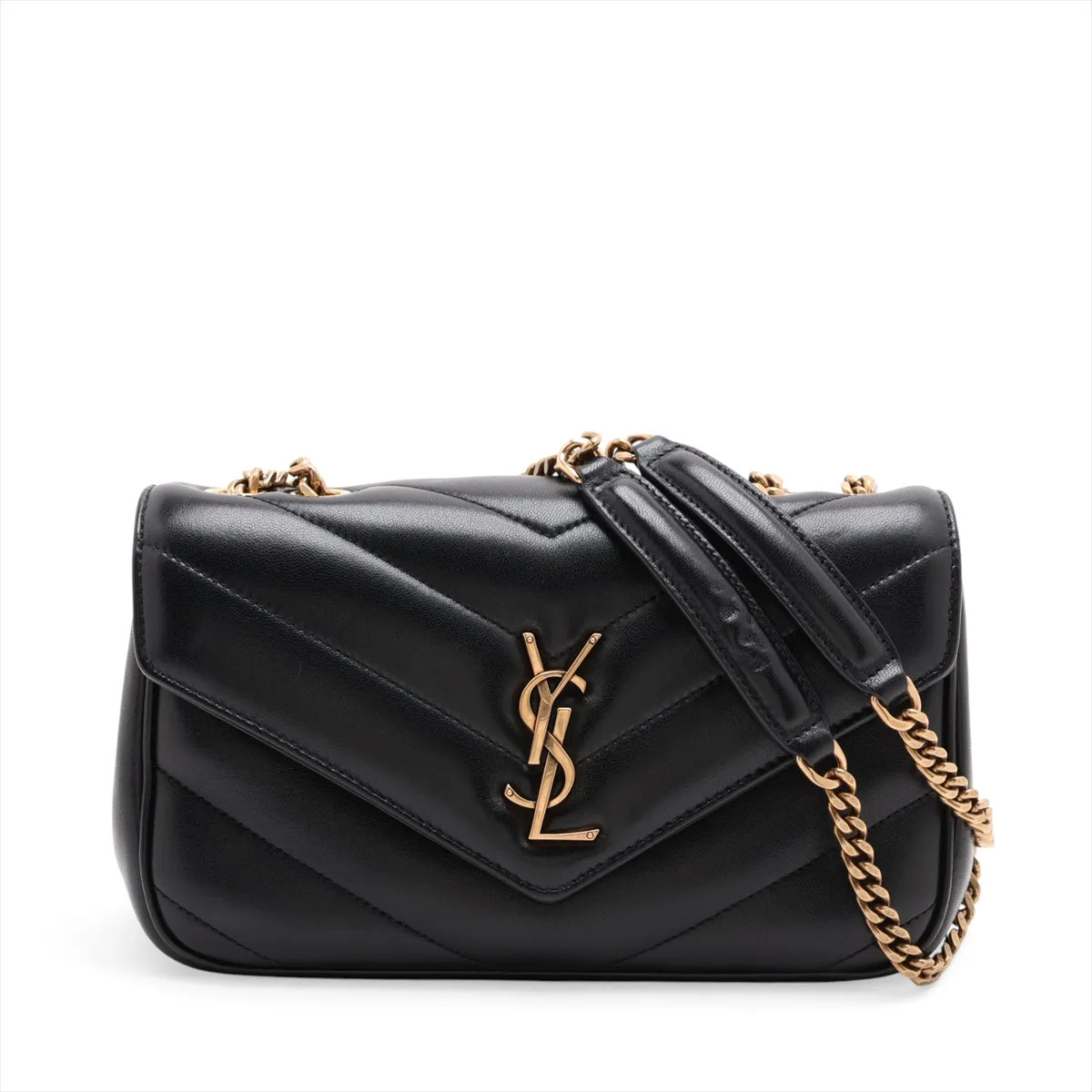 Saint Laurent Paris Lulu 801437 Leather Chain Shoulder Bag Black