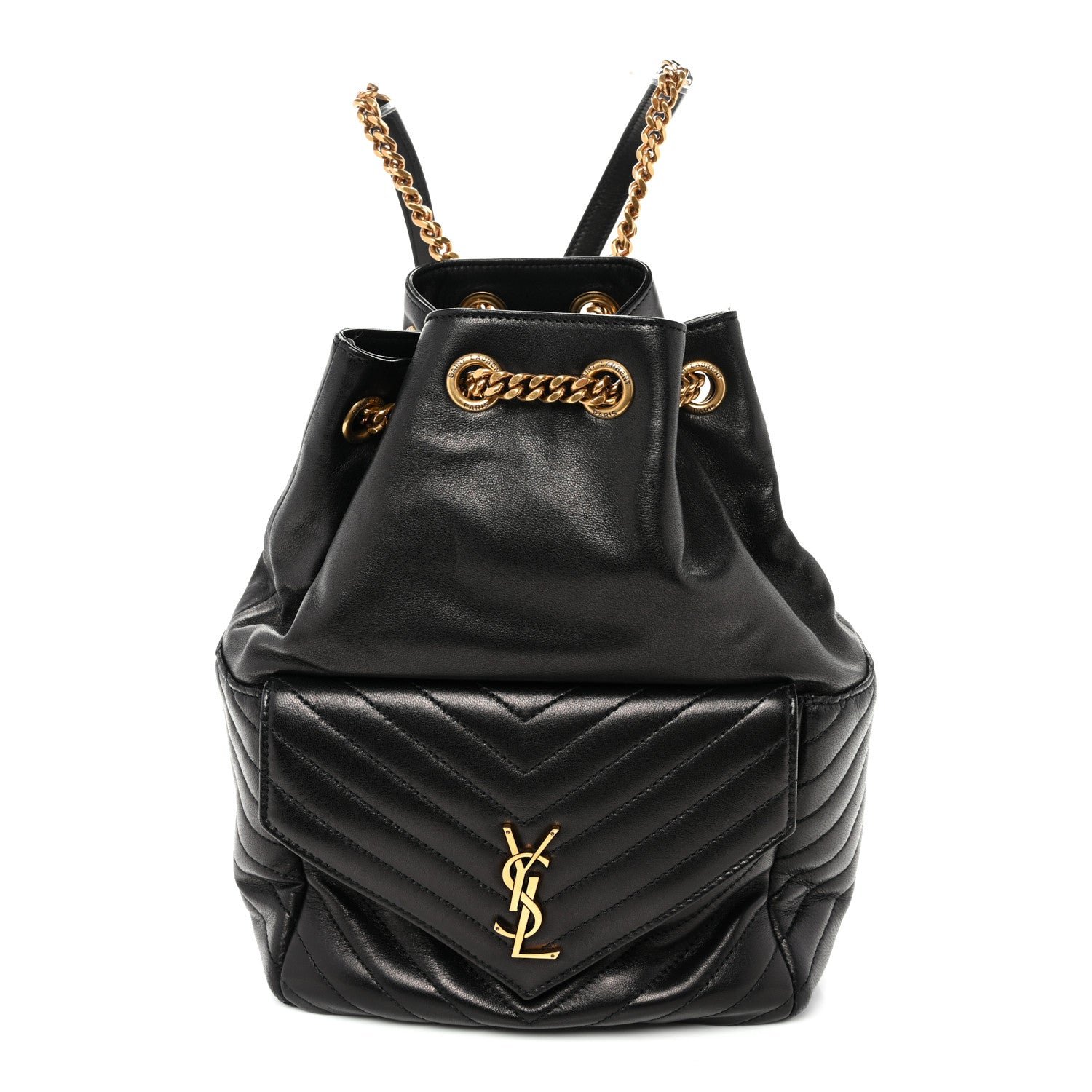 Saint Laurent Lambskin Matelasse Monogram Joe Backpack Black