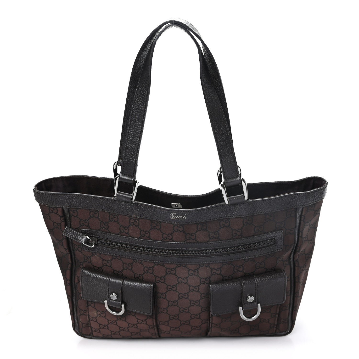 Gucci Monogram Abbey D Ring Tote Dark Brown