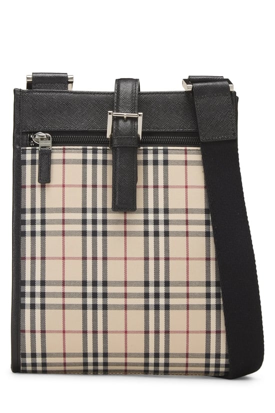 Black Jacquard Canvas House Check Crossbody Bag