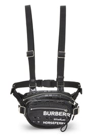 Burberry Black Coated Canvas Horseferry Cannon Belt Bag