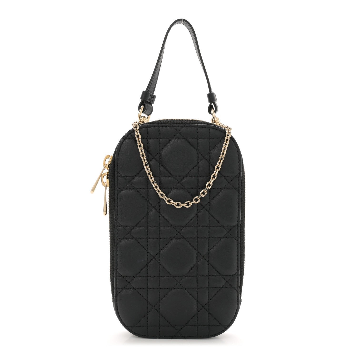 Dior Lambskin Cannage Lady Dior Phone Holder Black