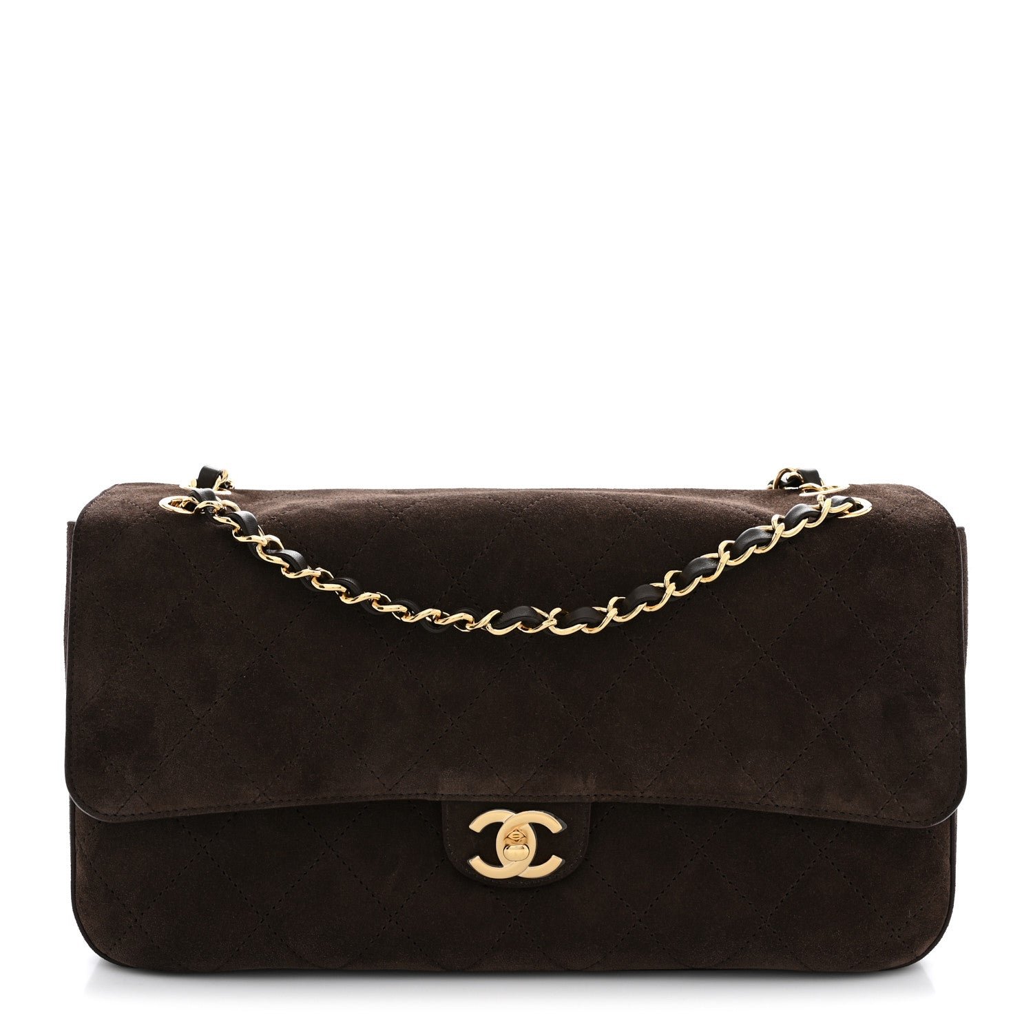 Chanel Suede Calfskin Small Souplissimo Maxi Flap Dark Brown