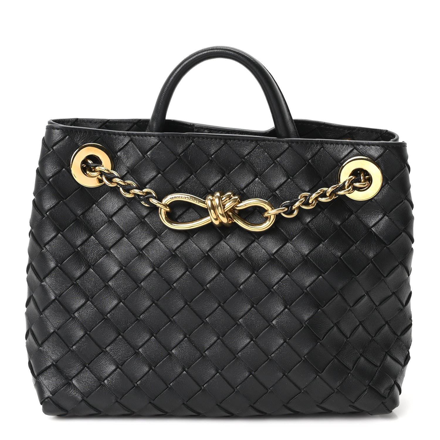 Bottega Veneta Nappa Intrecciato Small Andiamo With Chain Shoulder Bag Black