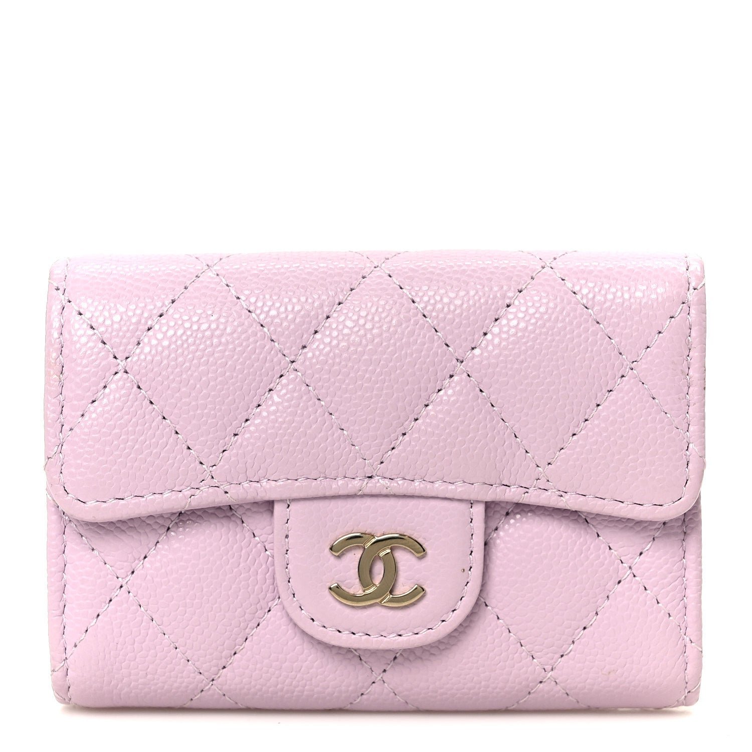 Chanel Caviar Quilted Classic 4 Key Holder Wallet Light Pink
