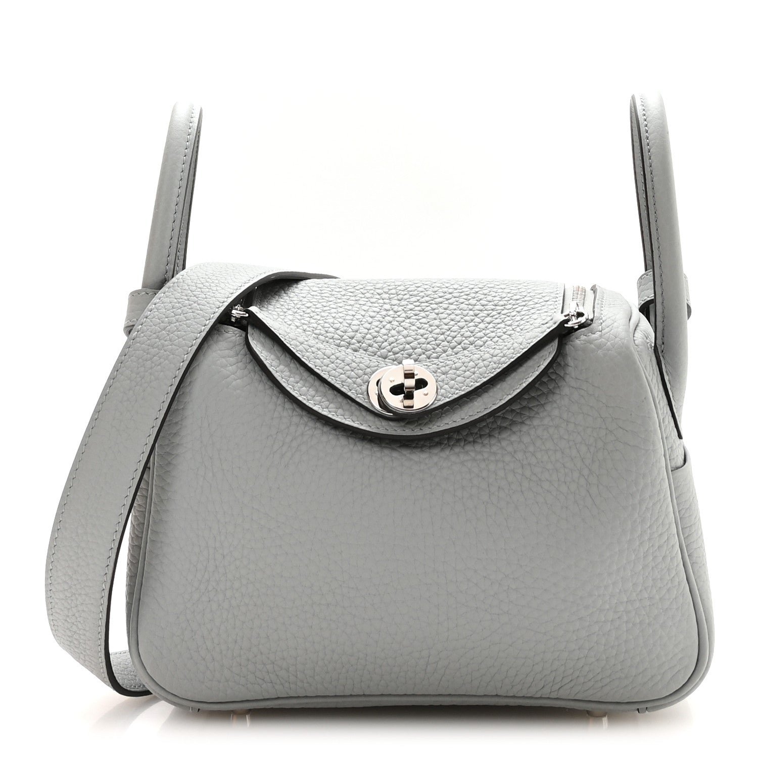 Hermes Taurillon Clemence Mini Lindy 20 Bleu Glacier