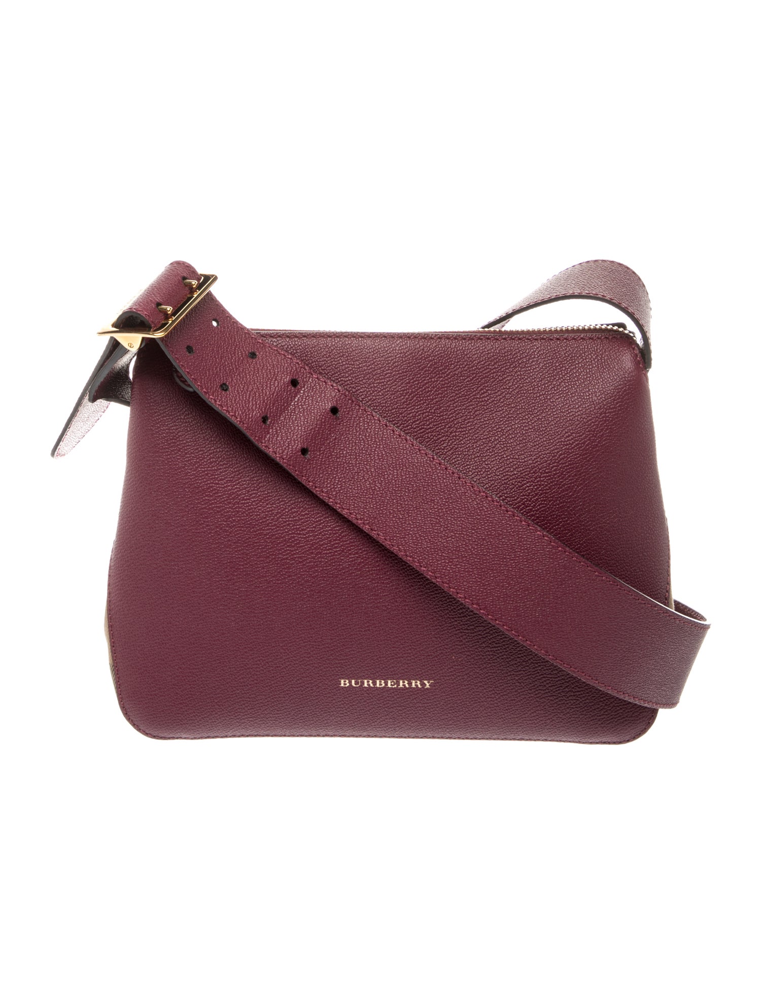 House Check Grainy Leather Small Buckle Detail Small