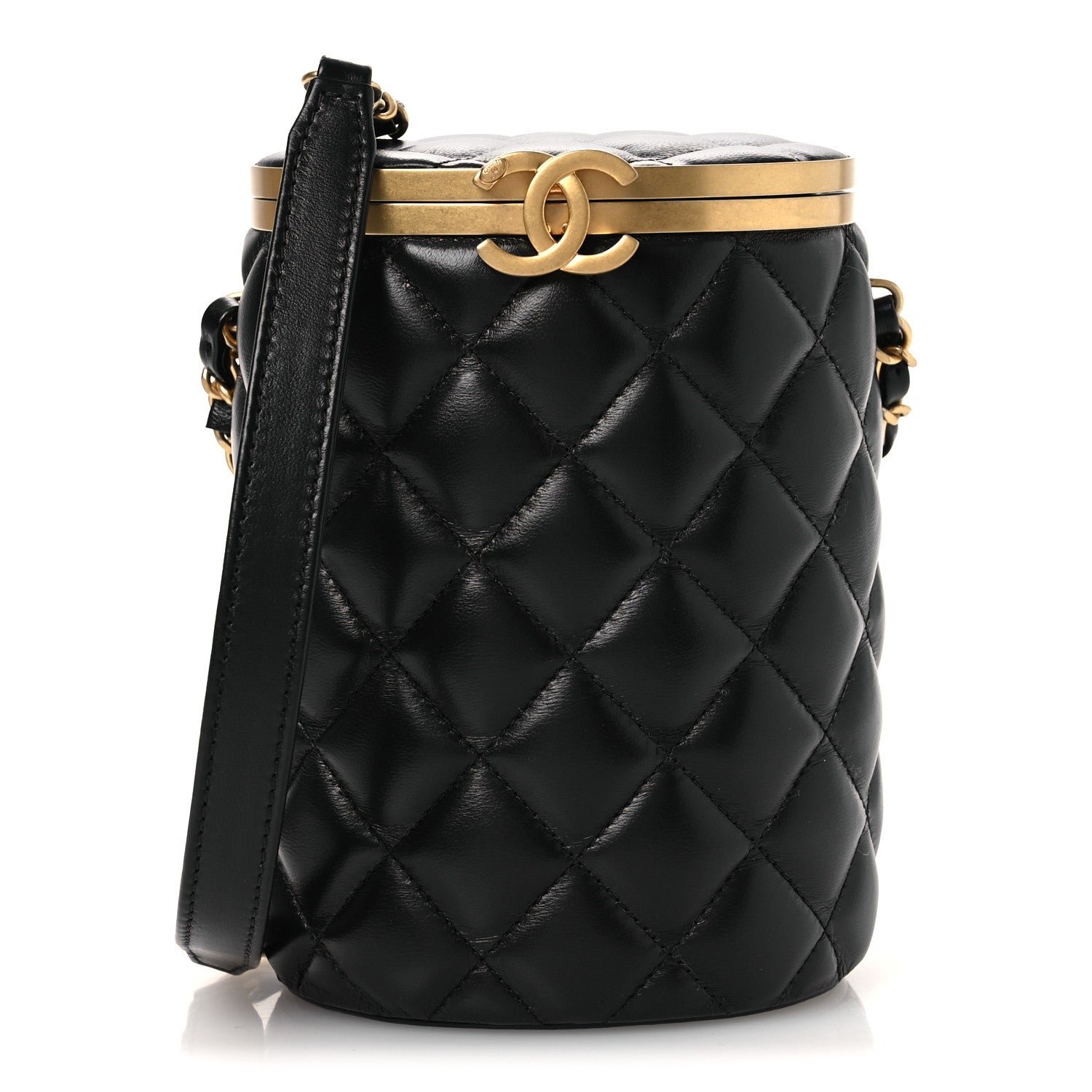 Chanel Lambskin Quilted Crown Box Bag Black