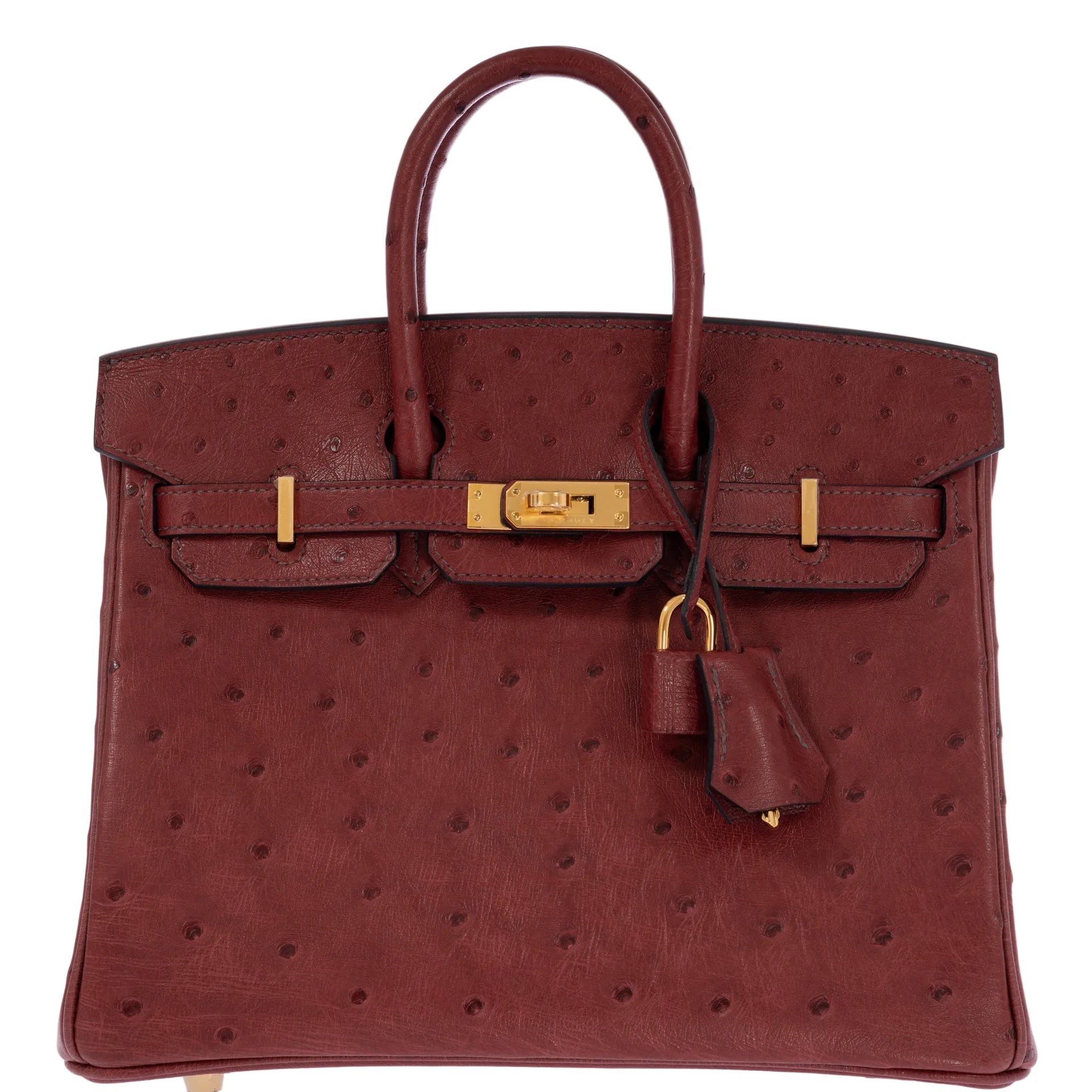 Hermes Hermès Birkin 25 Rouge H Ostrich Retourné Gold Hardware