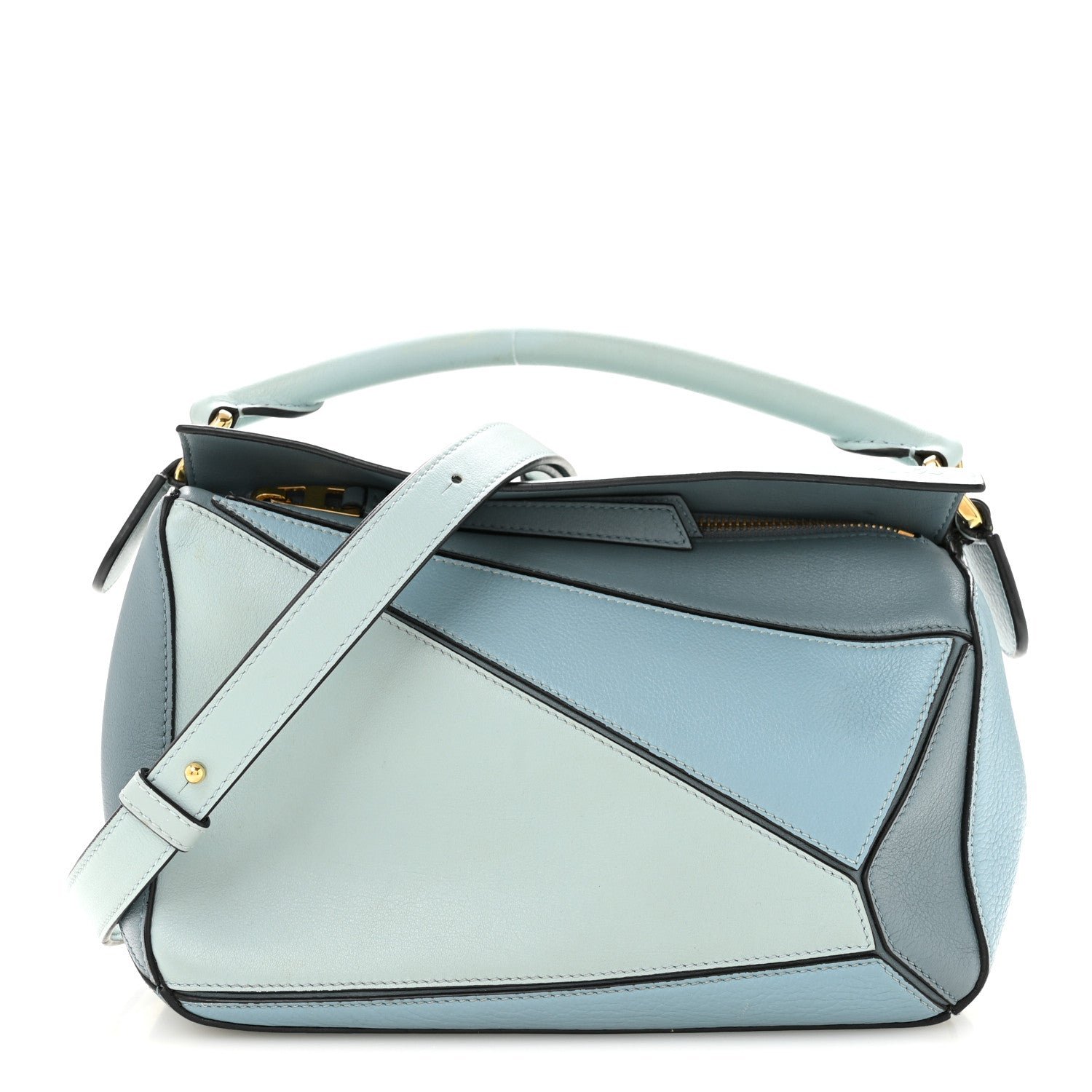 Loewe Calfskin Small Puzzle Bag Aqua Light Blue Stone Blue