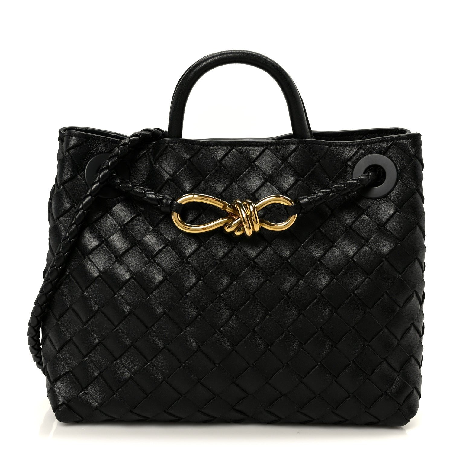 Bottega Veneta Nappa Intrecciato Small Andiamo Shoulder Bag Black