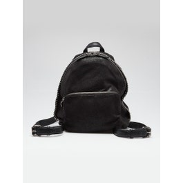 Stella McCartney Stella McCartney Black Shaggy Deer Faux Leather Falabella Small Rucksack Bag