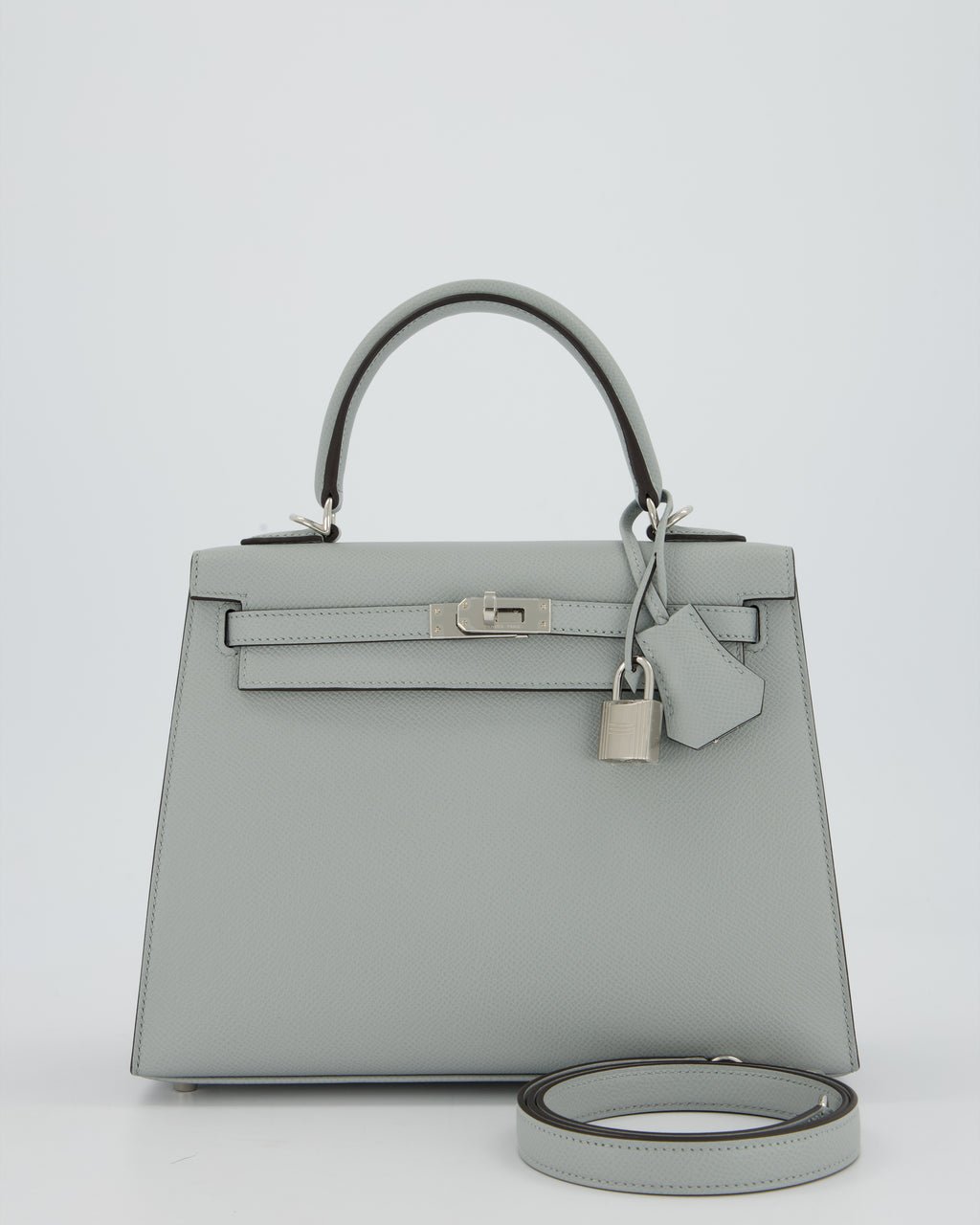 *RARE* Hermès Kelly 25 Sellier Bag in Bleu Glacier Epsom Leather with Palladium Hardware