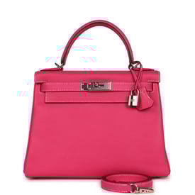 Hermes Pre-owned Hermes Kelly Retourne 28 Rose Tyrien Candy Epsom Palladium Hardware