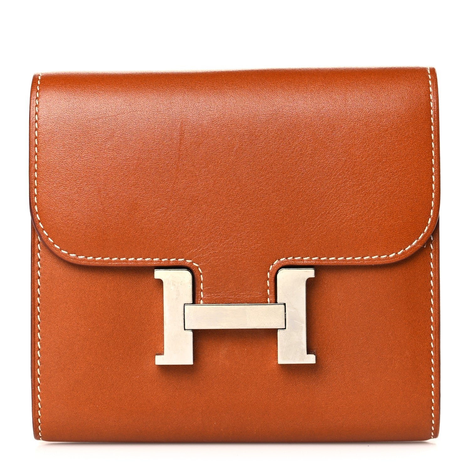 Hermes Barenia Constance Compact Passant Wallet Fauve